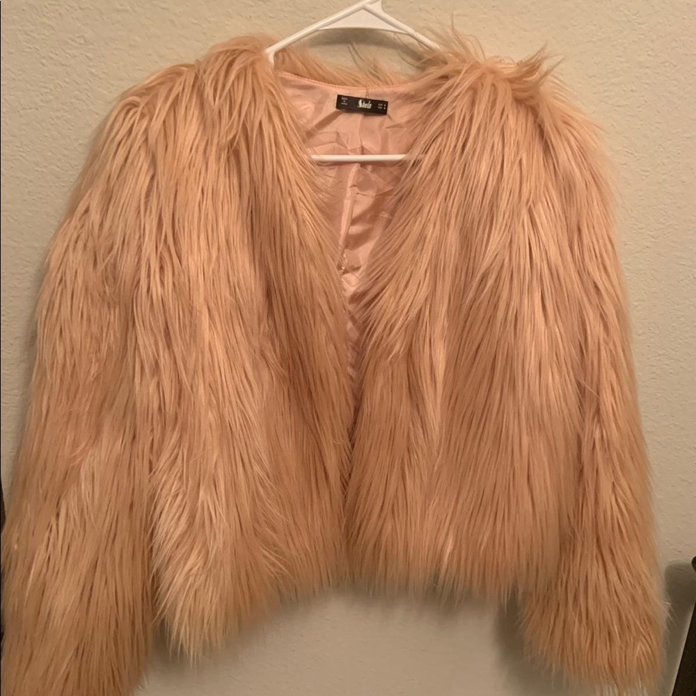 Faux fur peach coat